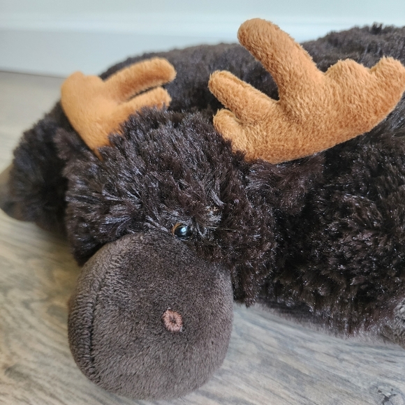 Pillow Pet Pee-Wees Brown Moose Plush Toy Stuffed Animal Hook & Loop Closure EUC - Picture 2 of 10